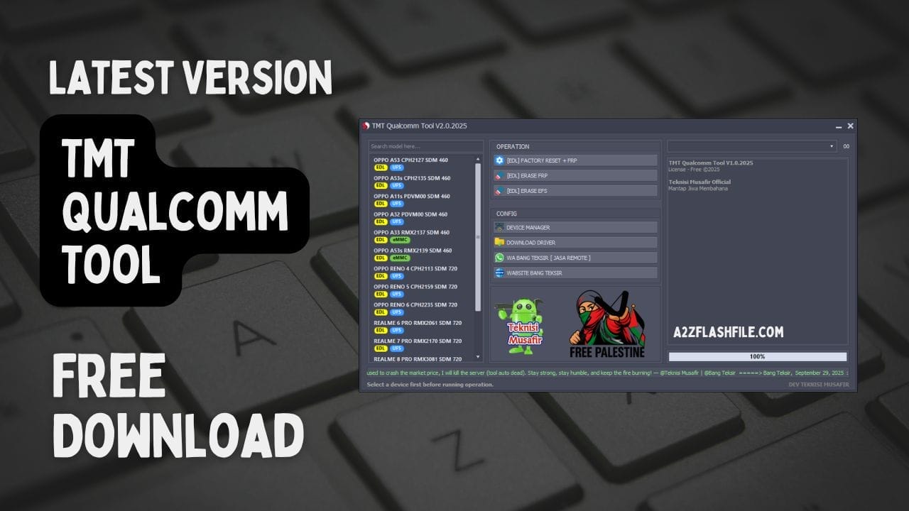 Tmt qualcomm tool latest version free download 1 Tmt qualcomm tool v2. 0. 2025 interface showing supported oppo and realme models with extra edl and frp features.