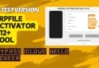 Frpfile activator a12 plus tool interface showing iphone hello screen bypass process with wi-fi activation and instant bypass features