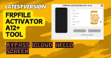 Frpfile activator a12 plus tool interface showing iphone hello screen bypass process with wi-fi activation and instant bypass features