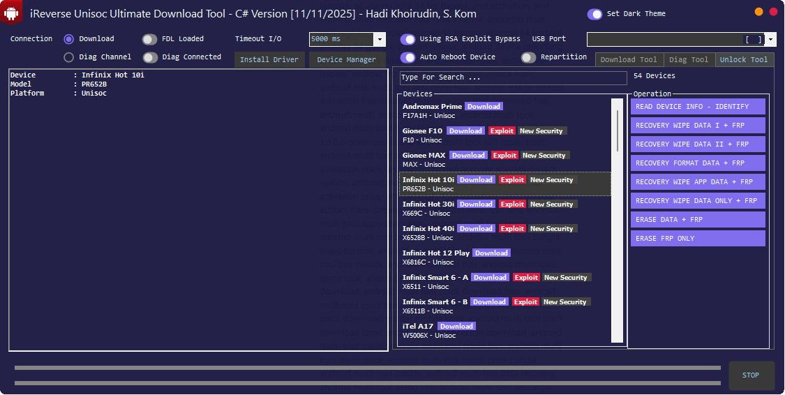 Ireverse unisoc flash tool for pac firmware flashing and device repair