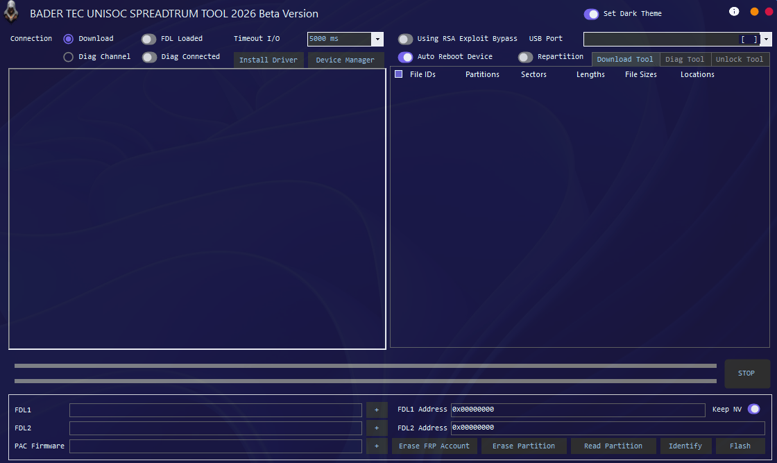 Bader tec unisoc spreadtrum tool 2 Bader tec unisoc spreadtrum tool interface for flashing firmware unlocking frp and diagnosing unisoc phones