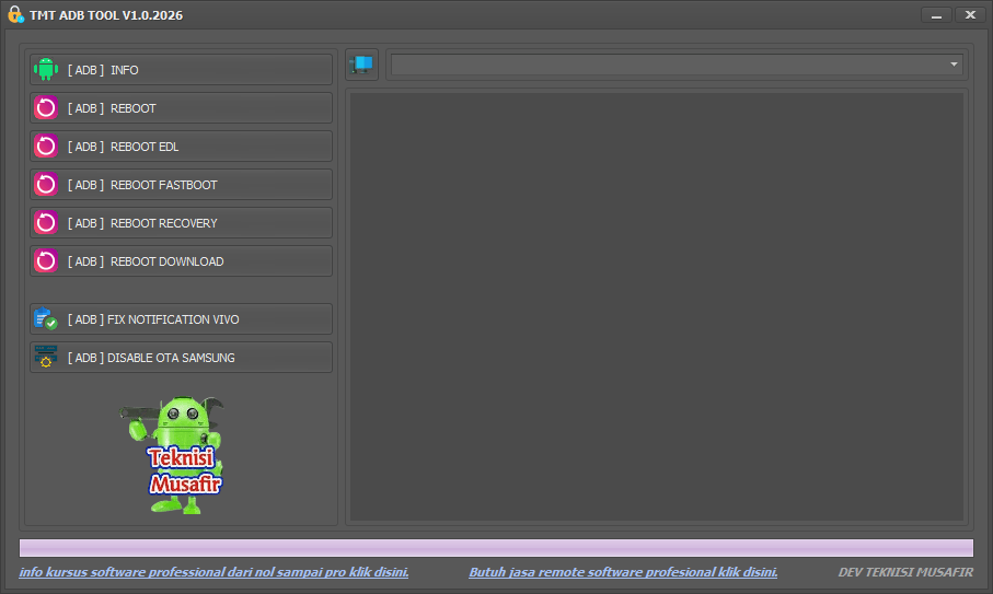 Tmt adb tool latest version best adb utility for android devices 2 Tmt adb tool interface showing adb info reboot options edl fastboot recovery download mode vivo notification fix and samsung ota disable