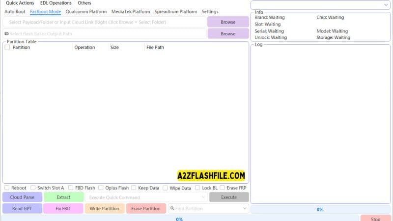 Multiflash tool v3. 0 latest version free download 5 Multiflash tool fastboot mode tab showing read gpt fix fbd and cloud